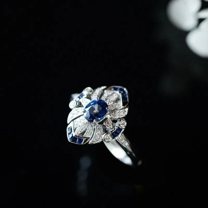 Fashion classic luxury women's light blue sapphire ring